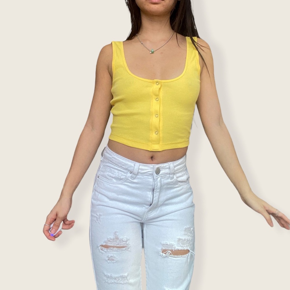 ASOS Yellow Buttoned Tank Top